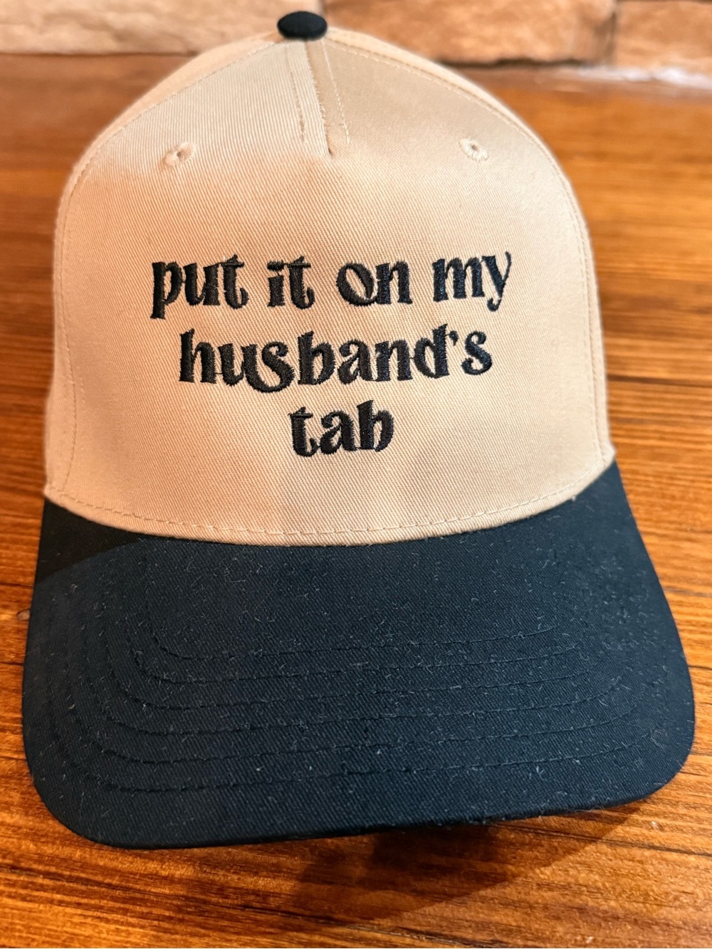 OTTO Beige and Black Embroidered Trucker Cap